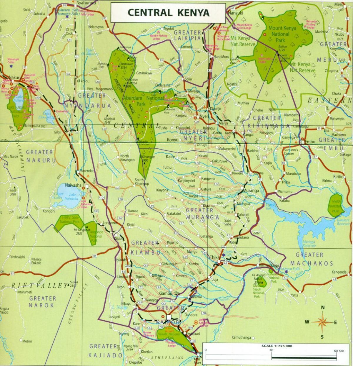 mapa central Kenya