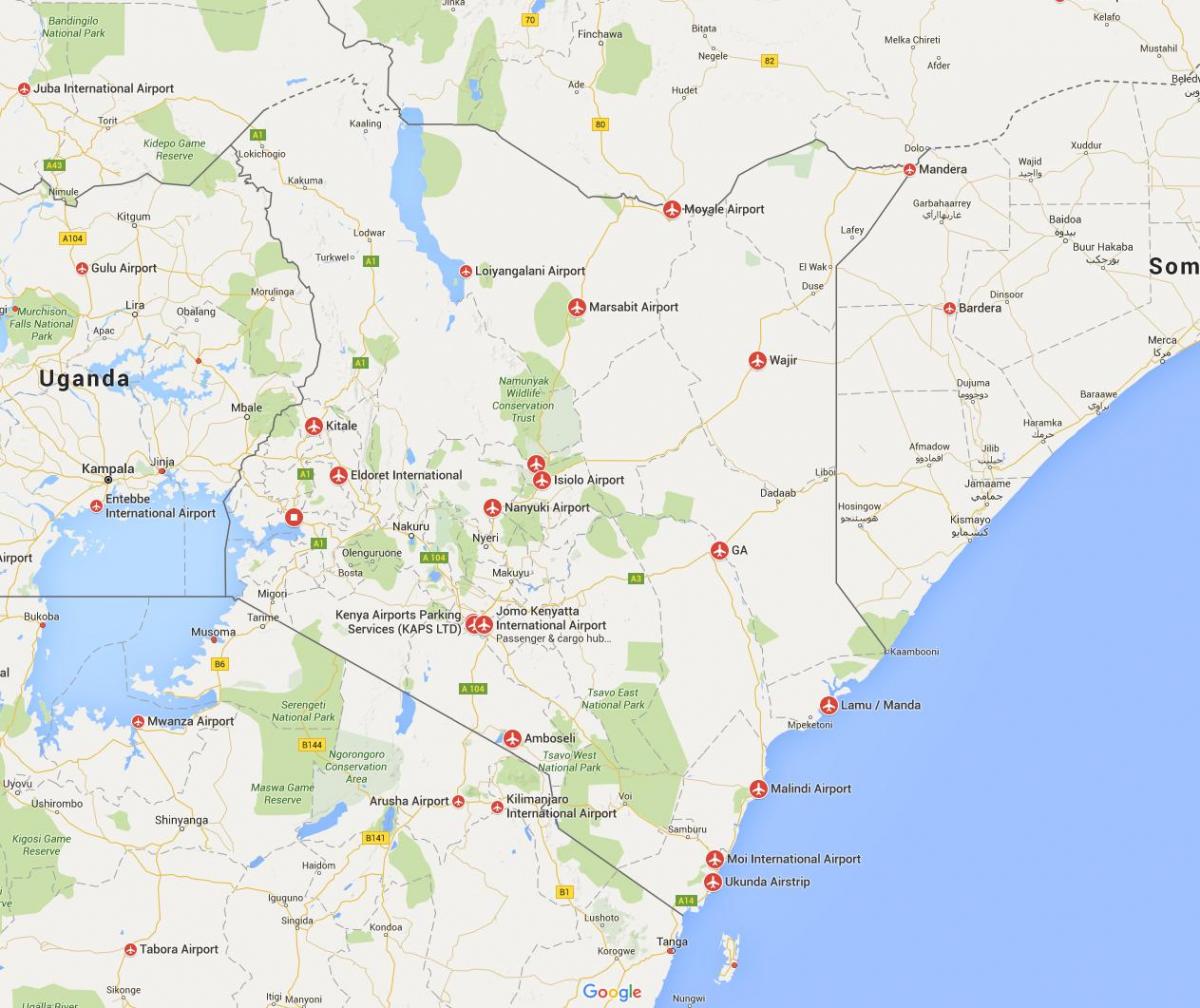 mapa Kenya aireportuetan