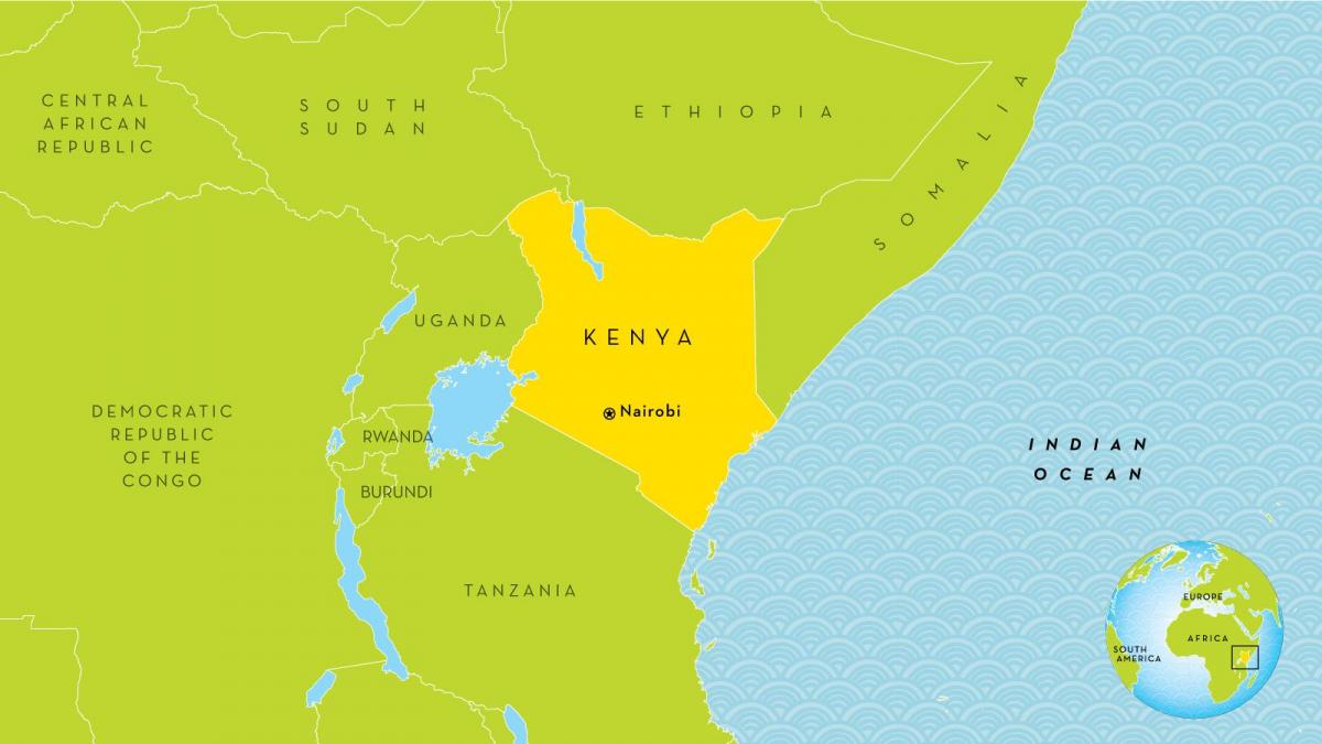 mapa Kenya eta inguruko herrialdeetan