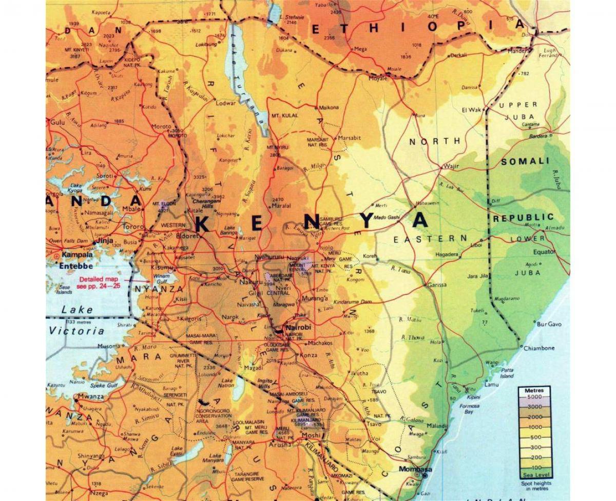 Kenya geografikoaren mapa