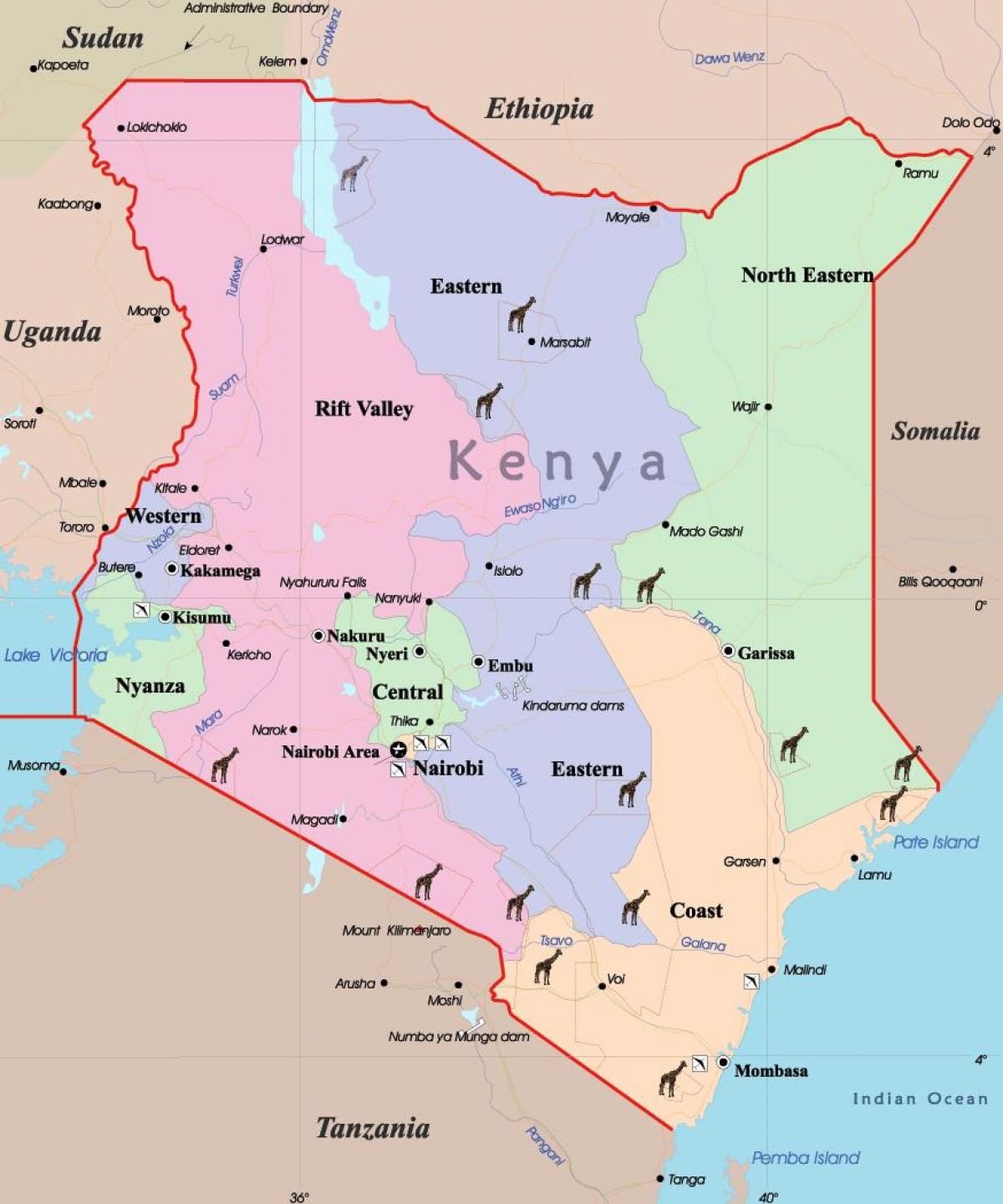 mapa Kenya hizkuntza