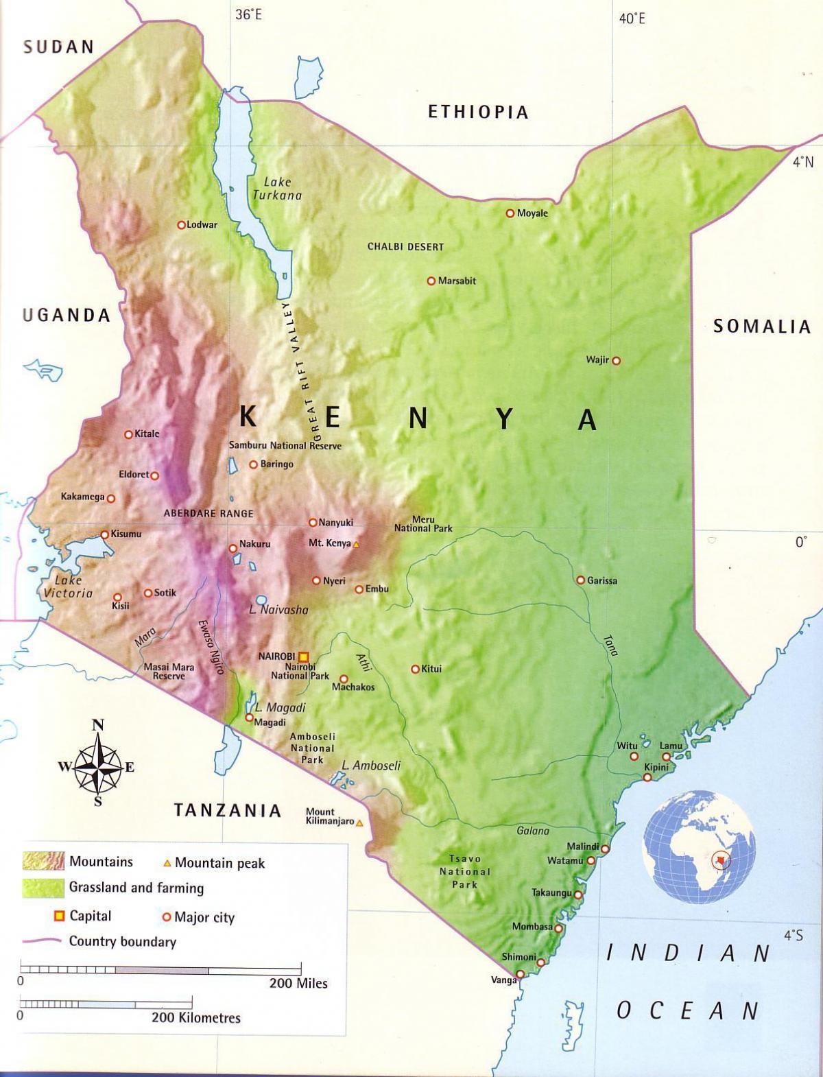 mapa Kenya mendiak