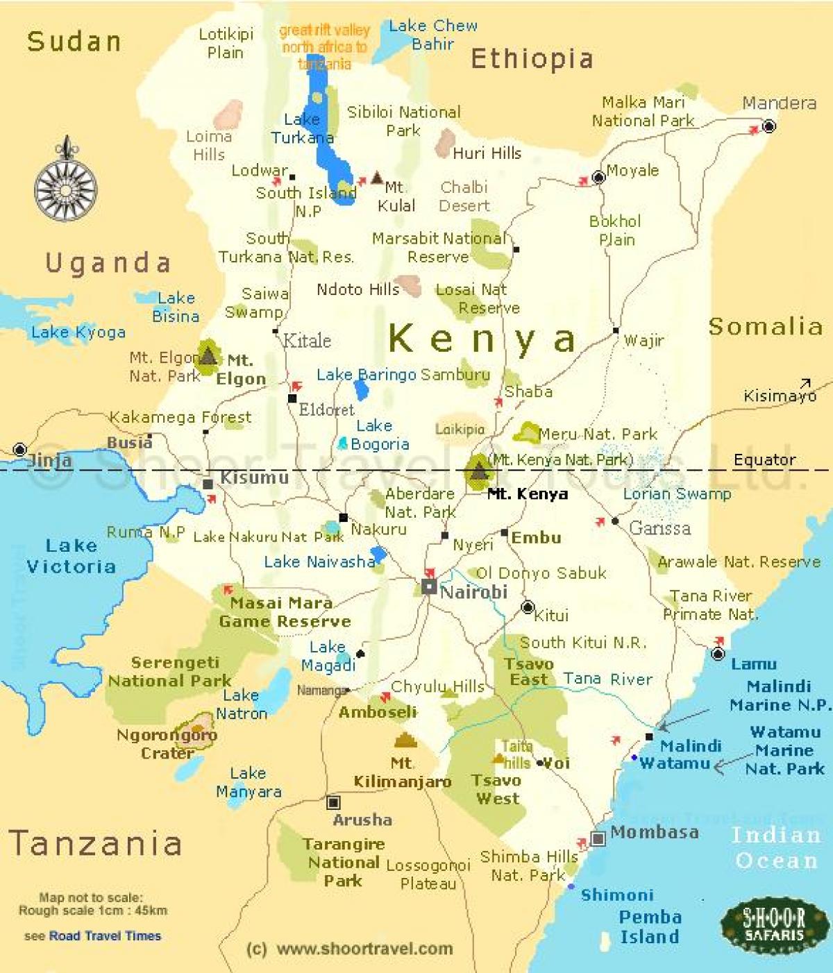 Kenya turismo-erakargarri mapa