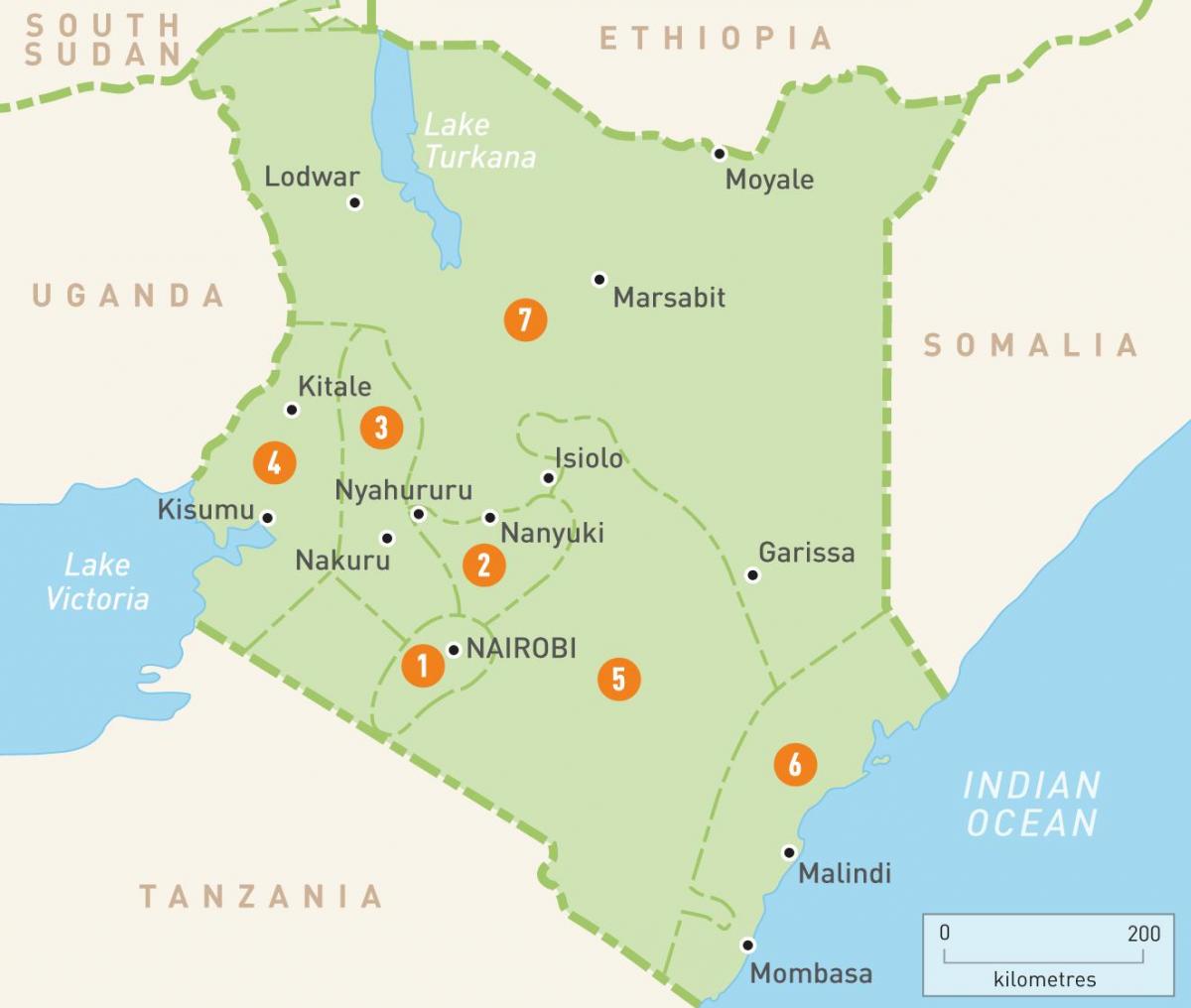 mapa Kenya erakutsiz probintzien