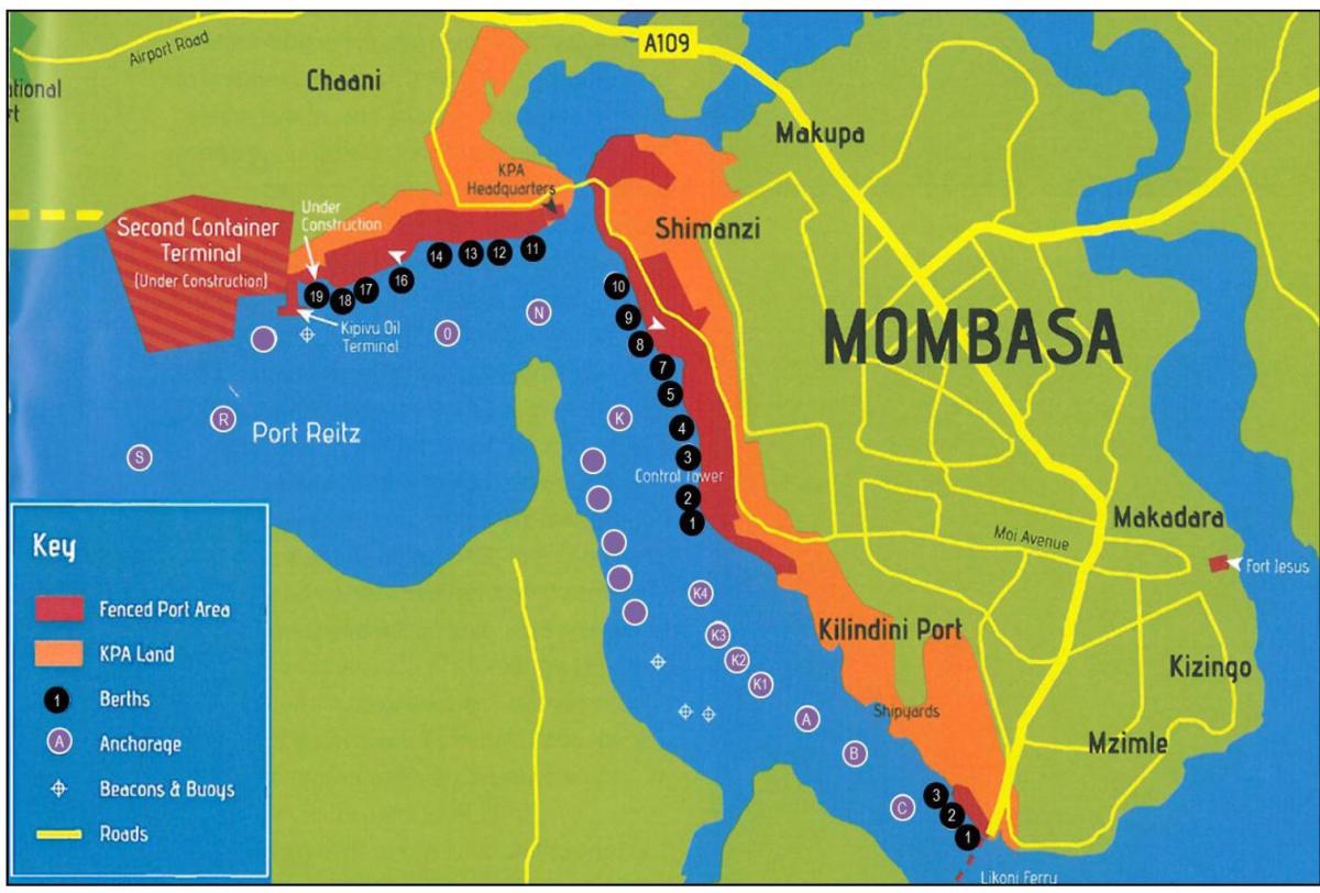 mapa mombasa (Kenya)