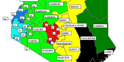 Mapa 47 eskualdeak Kenya 