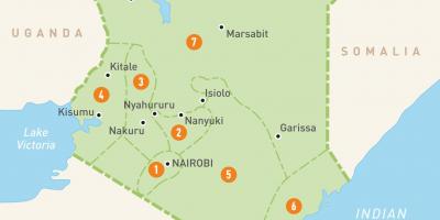 Mapa Kenya erakutsiz probintzien