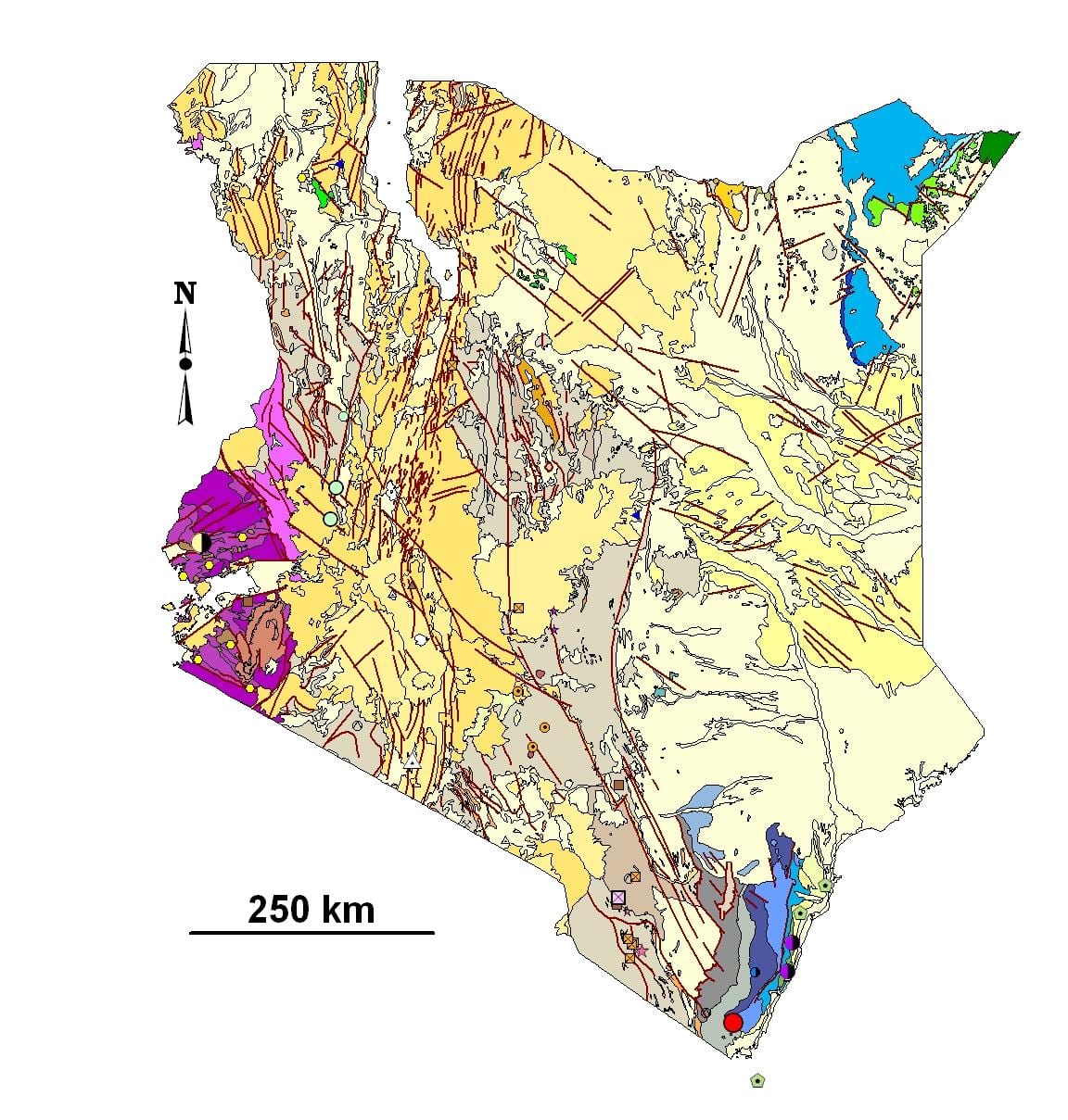 mapa Kenya mineral baliabideak