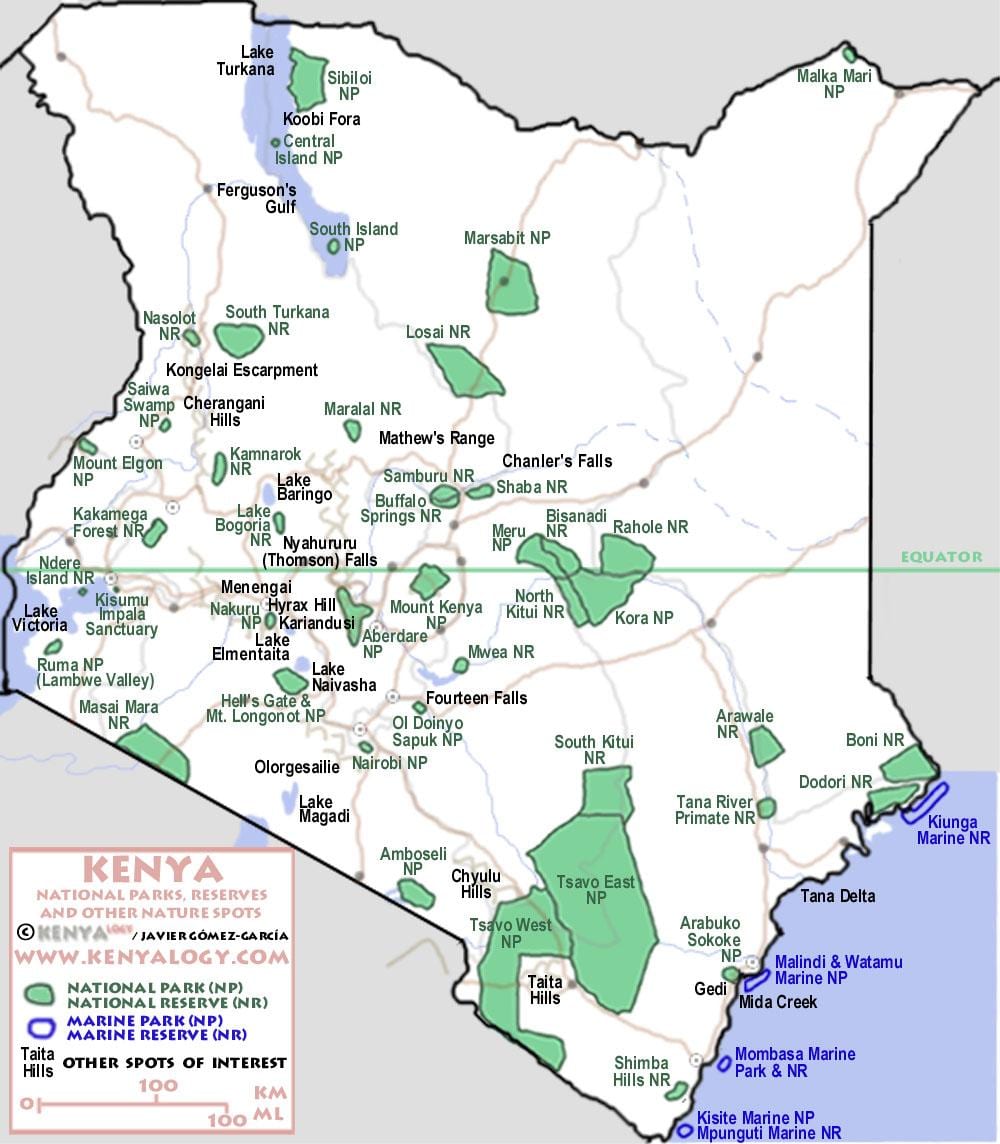 mapa Kenyako safari