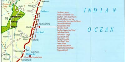 Mapa Keniako kostalde