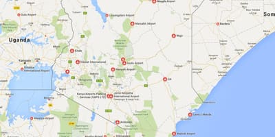 Mapa Kenya aireportuetan