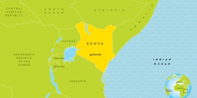 Mapa Kenya eta inguruko herrialdeetan