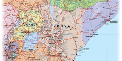 Mapa Kenya mendialdean