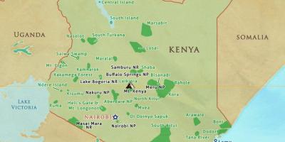 Mapa Kenya national parkeak eta erreserbak