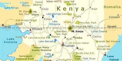 Kenya turismo-erakargarri mapa